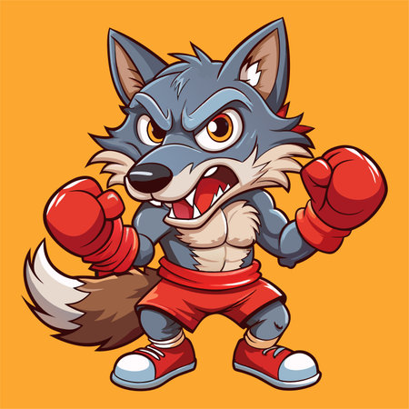 wolf boxing fighter mascotのイラスト素材