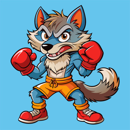 wolf boxing fighter mascotのイラスト素材