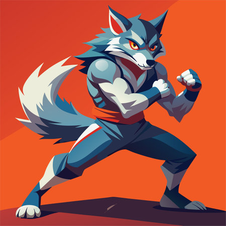 wolf boxing fighter mascotのイラスト素材