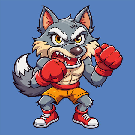 wolf boxing fighter mascot