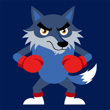wolf boxing fighter mascotのイラスト素材