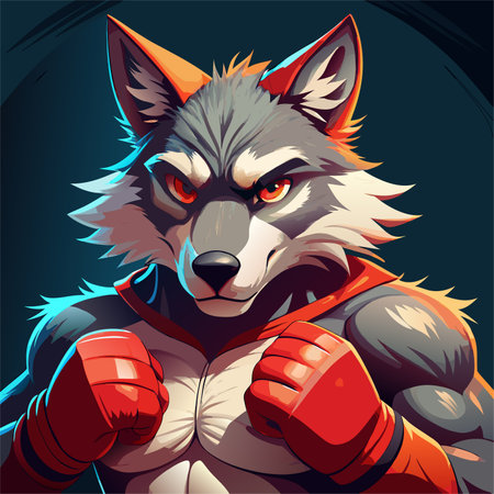 wolf boxing fighter mascot