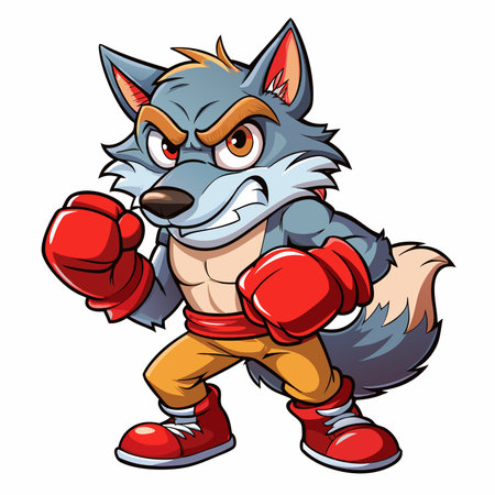 wolf boxing fighter mascotのイラスト素材