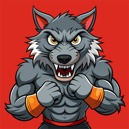 wolf boxing fighter mascotのイラスト素材