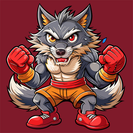 wolf boxing fighter mascotのイラスト素材