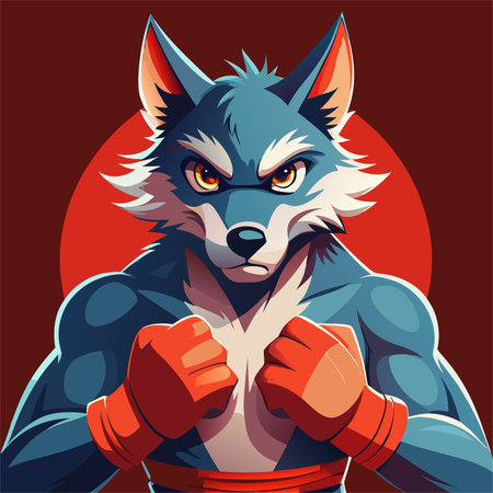 wolf boxing fighter mascotのイラスト素材