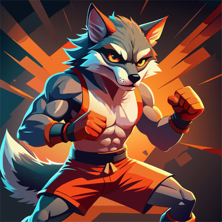 wolf boxing fighter mascotのイラスト素材