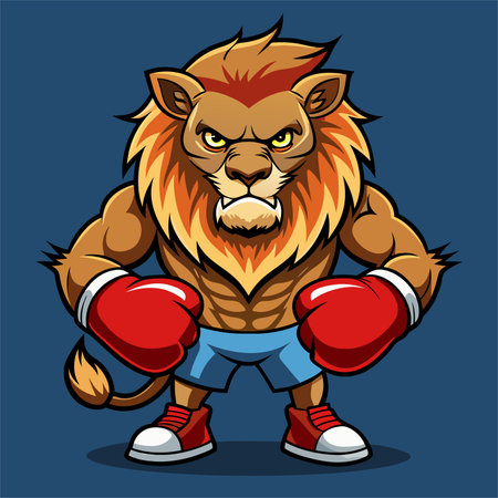 lion boxing fight animal mascot sport logoのイラスト素材