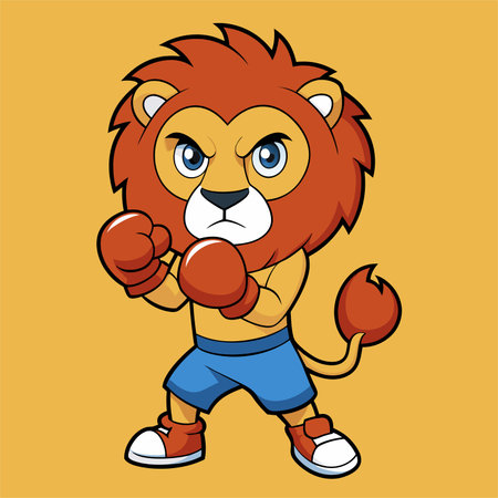 lion boxing fight animal mascot sport logoのイラスト素材