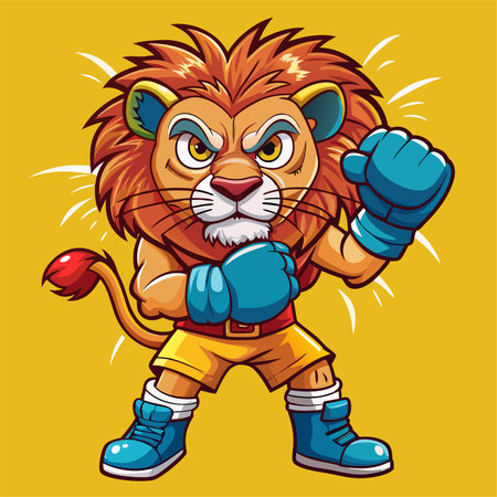 lion boxing fight animal mascot sport logoのイラスト素材