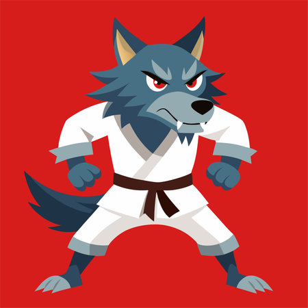 wolf fight karate logo combat sport judo samboのイラスト素材