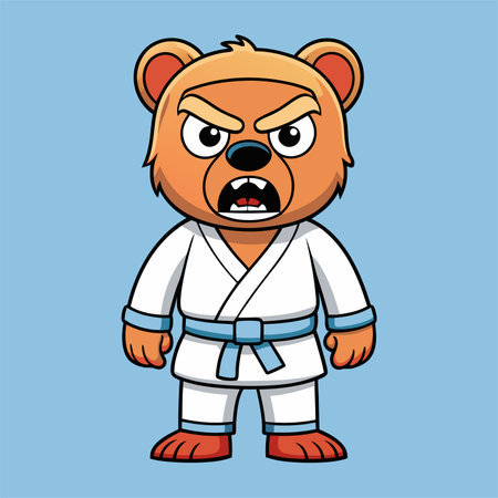 cartoon illustration karate bear in kimonoのイラスト素材