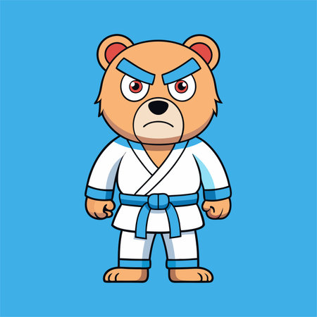 cartoon illustration karate bear in kimonoのイラスト素材