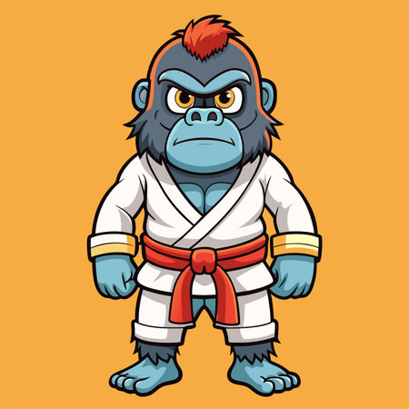 Vector illustration of a strong gorilla in a kimono. Cartoon style.のイラスト素材