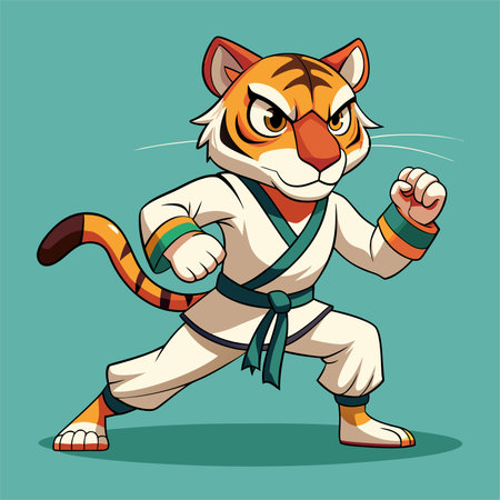tiger karate kimono judo taekwondo vector sport mascotのイラスト素材