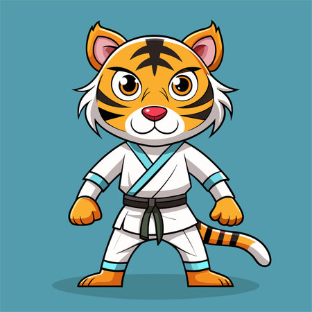 tiger karate kimono judo taekwondo vector sport mascotのイラスト素材