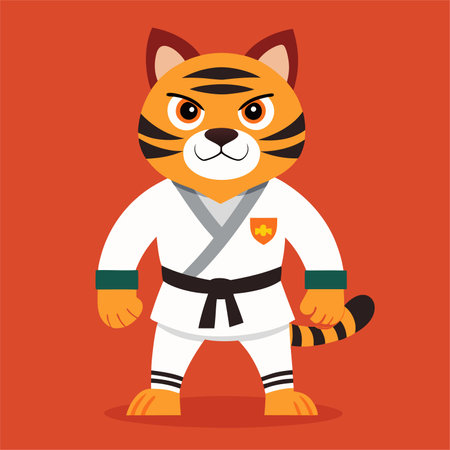 tiger karate kimono judo taekwondo vector sport mascotのイラスト素材
