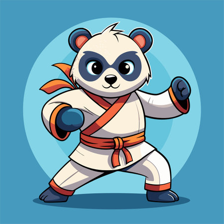 Panda in a kimono. Vector illustration. Cartoon characterのイラスト素材