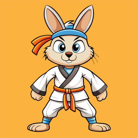 Rabbit in kimono. Vector illustration of a cartoon character.のイラスト素材