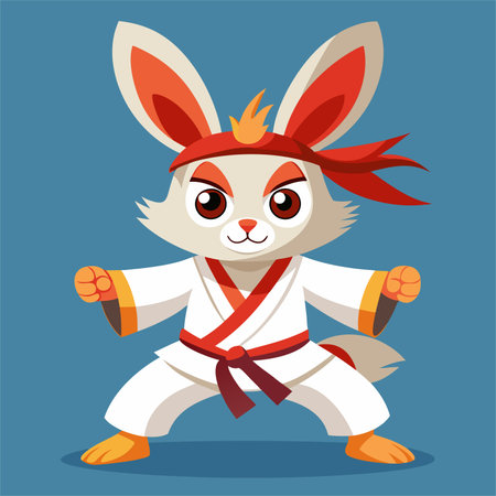 rabbit cartoon karate illustrationのイラスト素材
