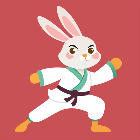 Rabbit in kimono. Vector illustration of a cartoon character.のイラスト素材
