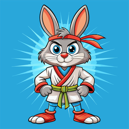 Rabbit in kimono. Cartoon style. Vector illustration.のイラスト素材