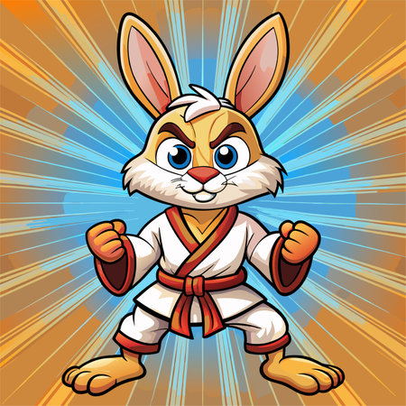 Rabbit in kimono. Vector illustration of a cartoon character.のイラスト素材
