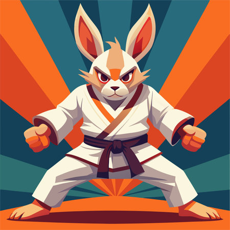 Rabbit in kimono. Vector illustration of a cartoon character.のイラスト素材