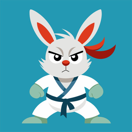 Rabbit in kimono. Vector illustration of a cartoon character.のイラスト素材