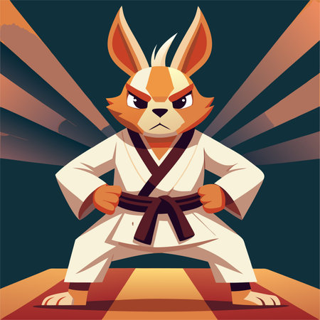 Taekwondo. Vector illustration of a karate dog.のイラスト素材