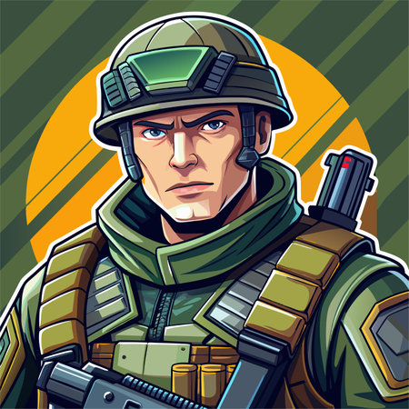 cartoon illustration of soldierのイラスト素材