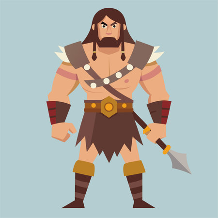 cartoon illustration of barbarianのイラスト素材