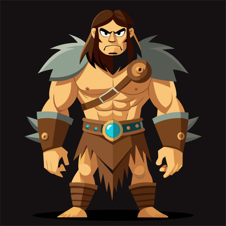 cartoon illustration of barbarianのイラスト素材