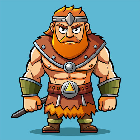 cartoon illustration of barbarianのイラスト素材