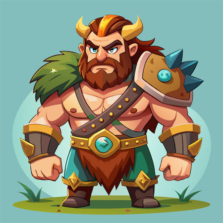 cartoon illustration of barbarianのイラスト素材