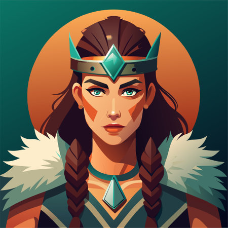 cartoon illustration of barbarian womanのイラスト素材