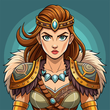 cartoon illustration of barbarian womanのイラスト素材