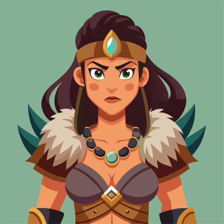 cartoon illustration of barbarian womanのイラスト素材