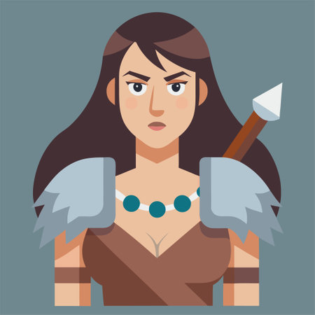 cartoon illustration of barbarian womanのイラスト素材