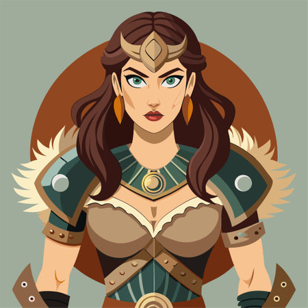 cartoon illustration of barbarian womanのイラスト素材