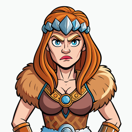 cartoon illustration of barbarian womanのイラスト素材