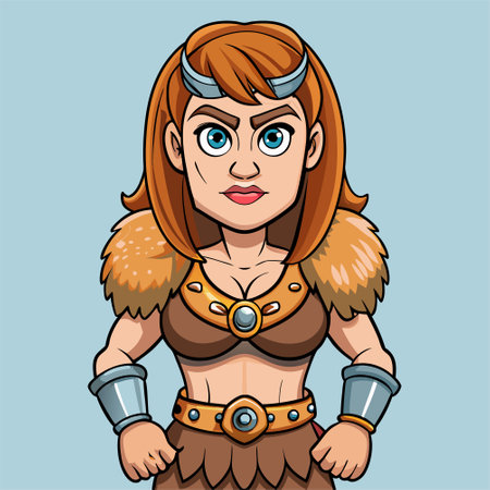 cartoon illustration of barbarian womanのイラスト素材