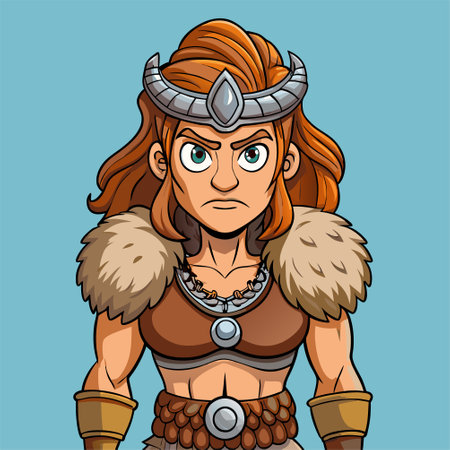 cartoon illustration of barbarian womanのイラスト素材
