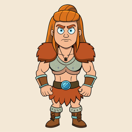 cartoon illustration of barbarian womanのイラスト素材