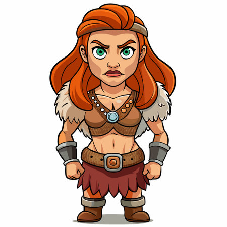 cartoon illustration of barbarian womanのイラスト素材