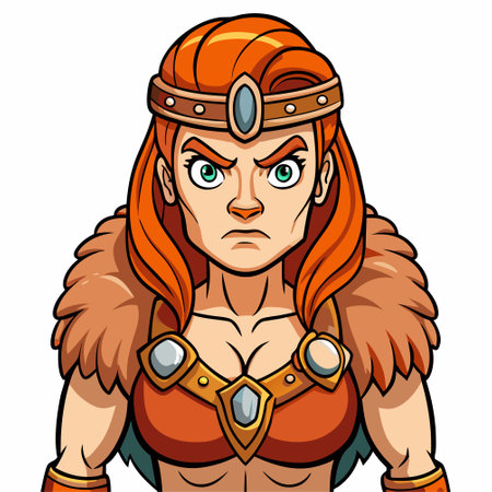 cartoon illustration of barbarian womanのイラスト素材
