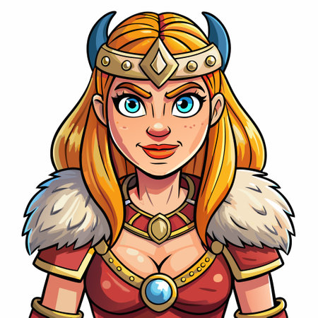 cartoon illustration of barbarian womanのイラスト素材