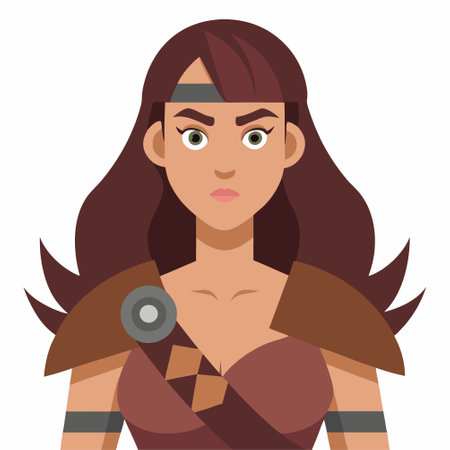 cartoon illustration of barbarian womanのイラスト素材