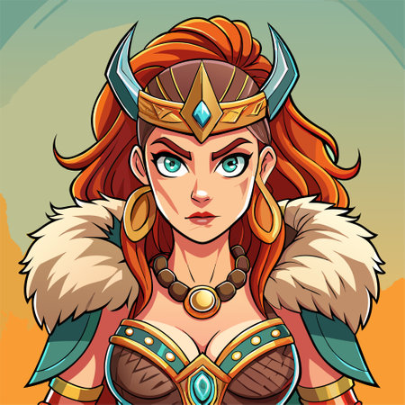 cartoon illustration of barbarian womanのイラスト素材