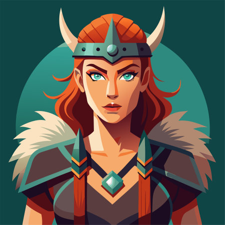 cartoon illustration of barbarian womanのイラスト素材